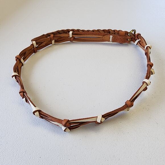 Fossil Women's Belt Sz Medium Brown Leather Western Boho Linked Adjustable - Picture 3 of 5